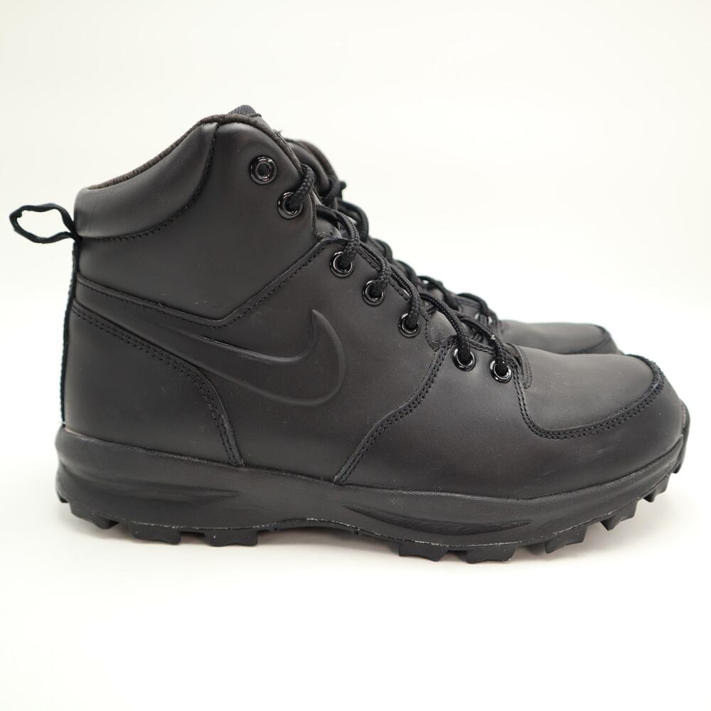 Nike Manoa Triple Black Boots Mens Size 8 Leather Mid Shoes Outdoor 454350-003